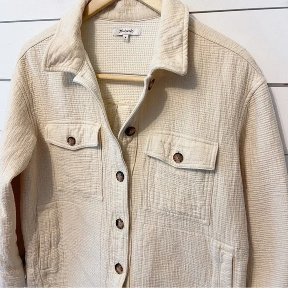 Madewell Women’s Waffleback Branner 100% Cotton Shirt Jacket Size Medium - Picture 10 of 14